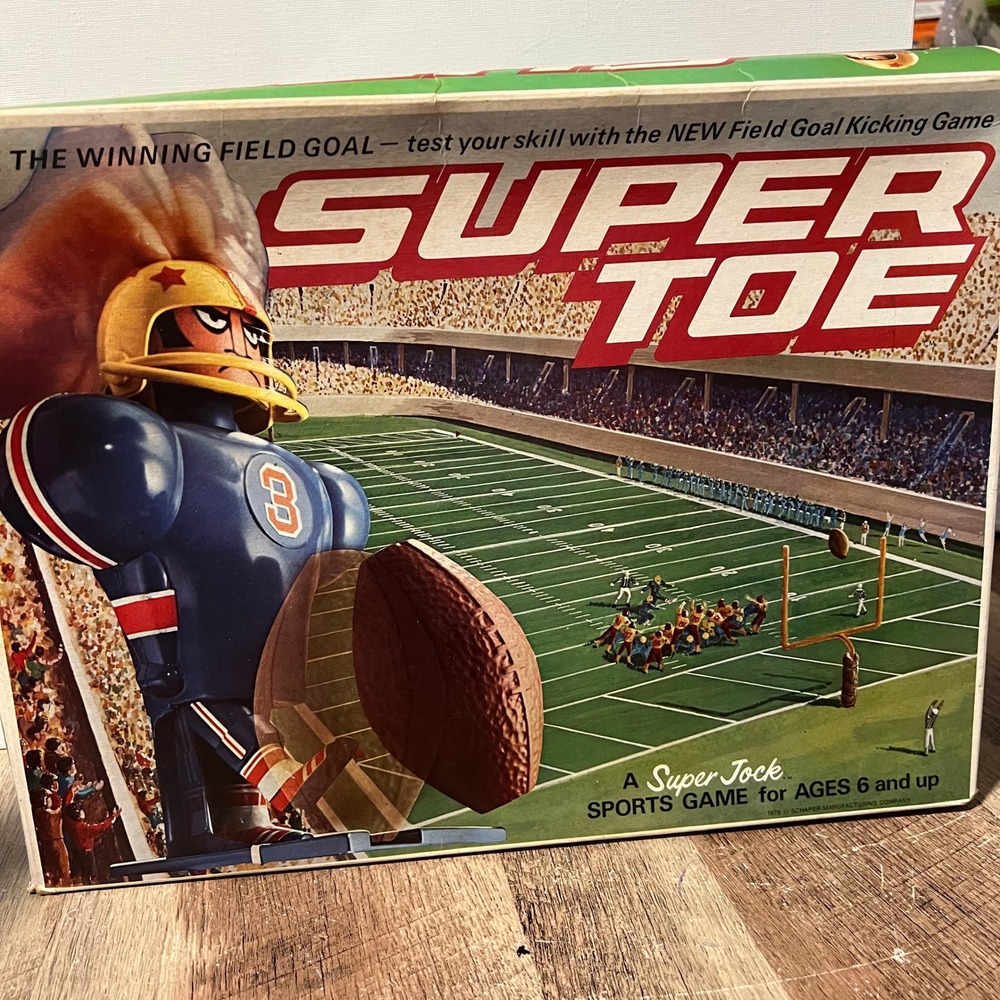 Vintage 1975 Schaper Super Toe Super Jock Field Goal Kicking Game Blue Figure